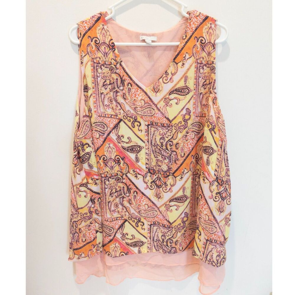 Cato women's pink pattern tank blouse size 22/24W